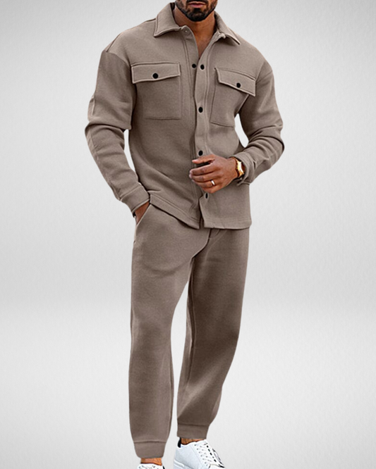 Men’s Two-Piece Set – Soft Material Mix – Casual Weekend Outfit