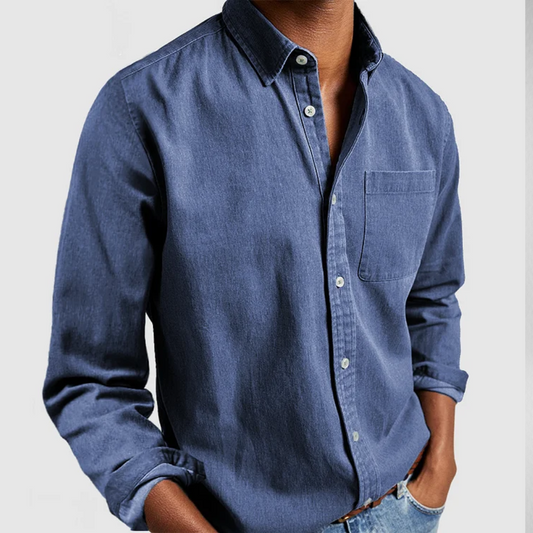 Men’s Denim Shirt – Button Closure – Casual Everyday Look
