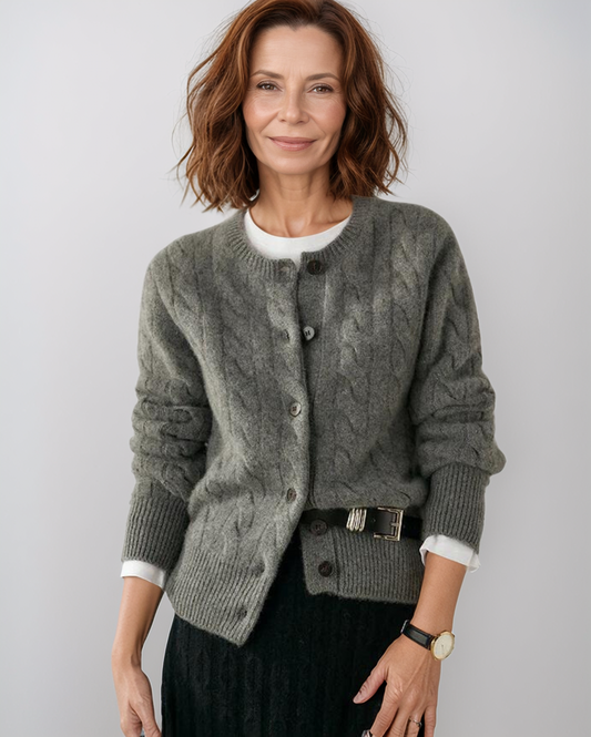 Retro Cashmere Cardigan Dames – Dikke Gebreide Trui