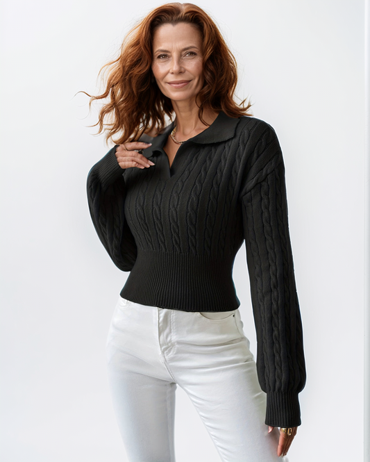 Modiluxa Dames Gebreide Wintertrui met Kraag