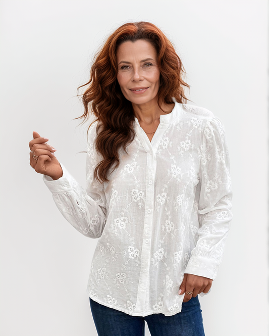 Modiluxa Dames Elegante Blouse met Jacquardpatroon