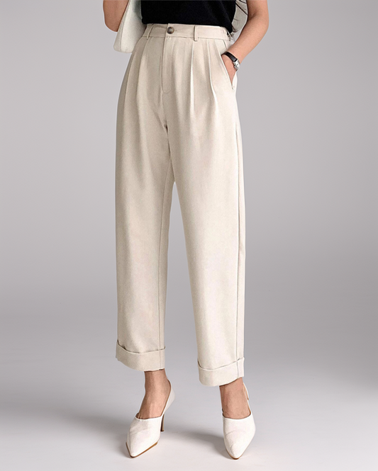 Modiluxa Dames Herfst Formele Hoge Taille Rechte Broek