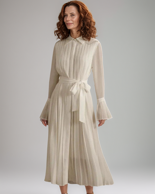 Modiluxa Dames Elegante Plooi Jurk met Strik