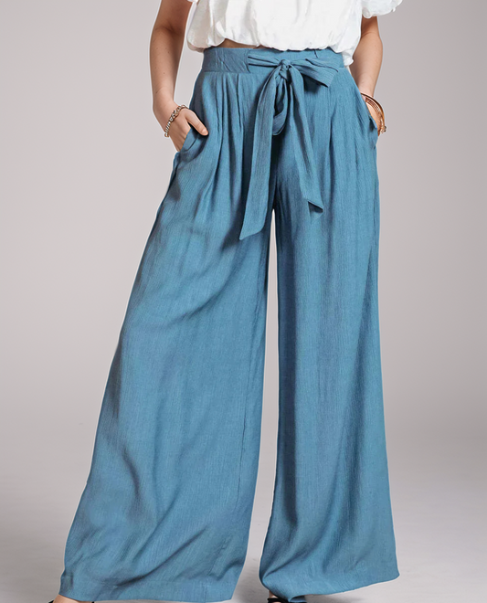 Modiluxa Dames High-Waist Broek met Wijde Pijpen