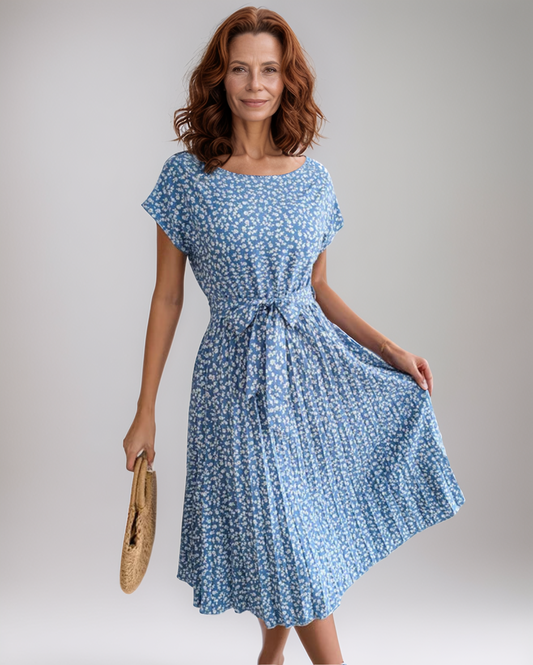 Modiluxa Dames Lente Geplooide Jurk met Bloemen