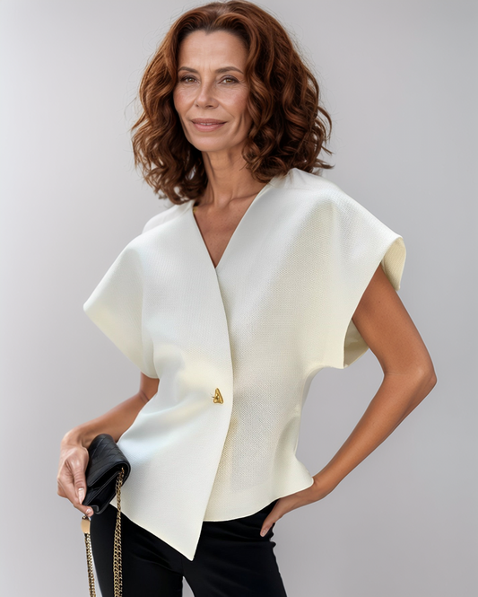 Modiluxa Dames Lente Formele Stijlvolle Mouwloze Top met Asymmetrisch Design