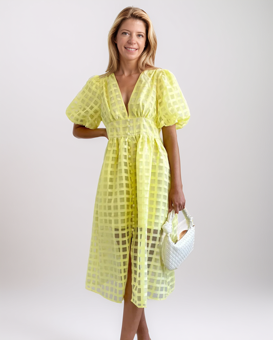 Modiluxa Dames Lente Casual Jurk met Vierkante Print