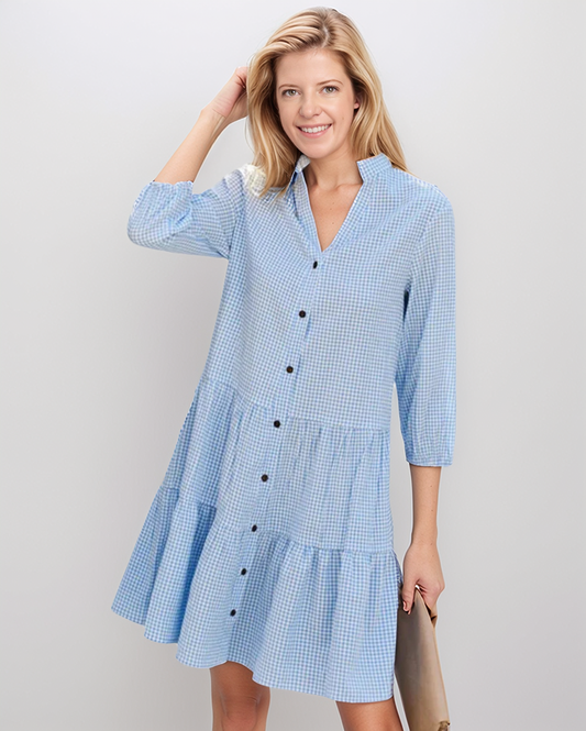 Modiluxa Dames Lente Casual Geruite Mini-Jurk