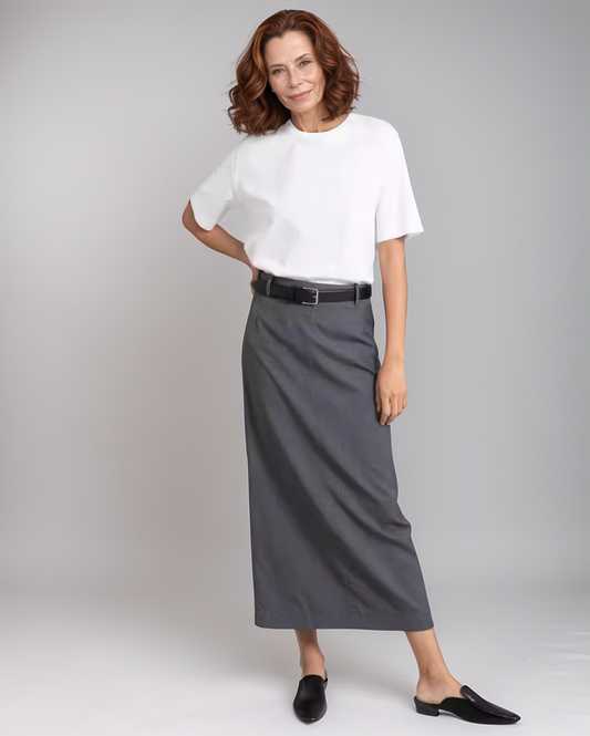 Modiluxa Dames Lente Midi Rok in A-lijn van Tencel