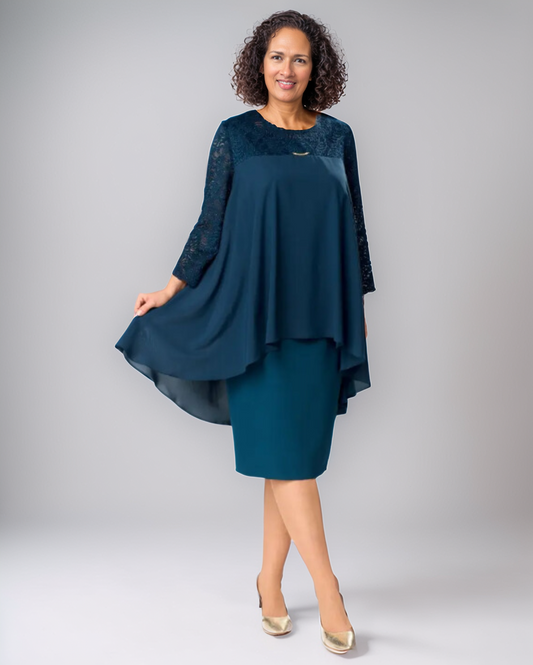 Modiluxa Dames Lente Formeel Kant Gelaagd Jurk