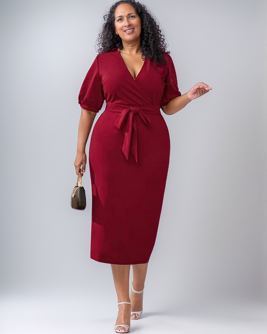 Modiluxa Dames Lente Midi-jurk met Strikceintuur