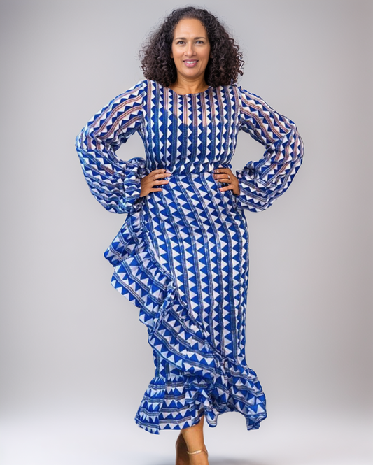 Modiluxa Dames Lente Elegante Midi-Jurk met Print