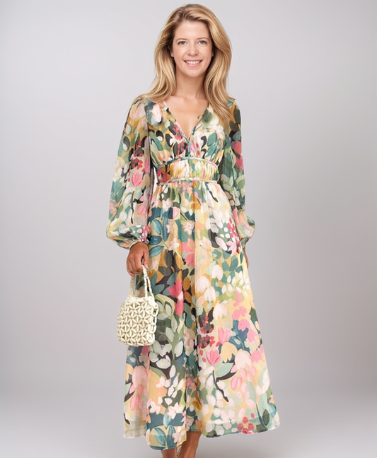 Modiluxa Dames Lente Maxi-jurk - Bloemenprint