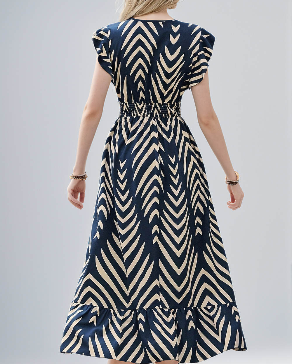 Modiluxa Dames Lente Casual Maxi Jurk met Gestreept Patroon