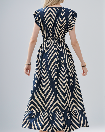 Modiluxa Dames Lente Casual Maxi Jurk met Gestreept Patroon