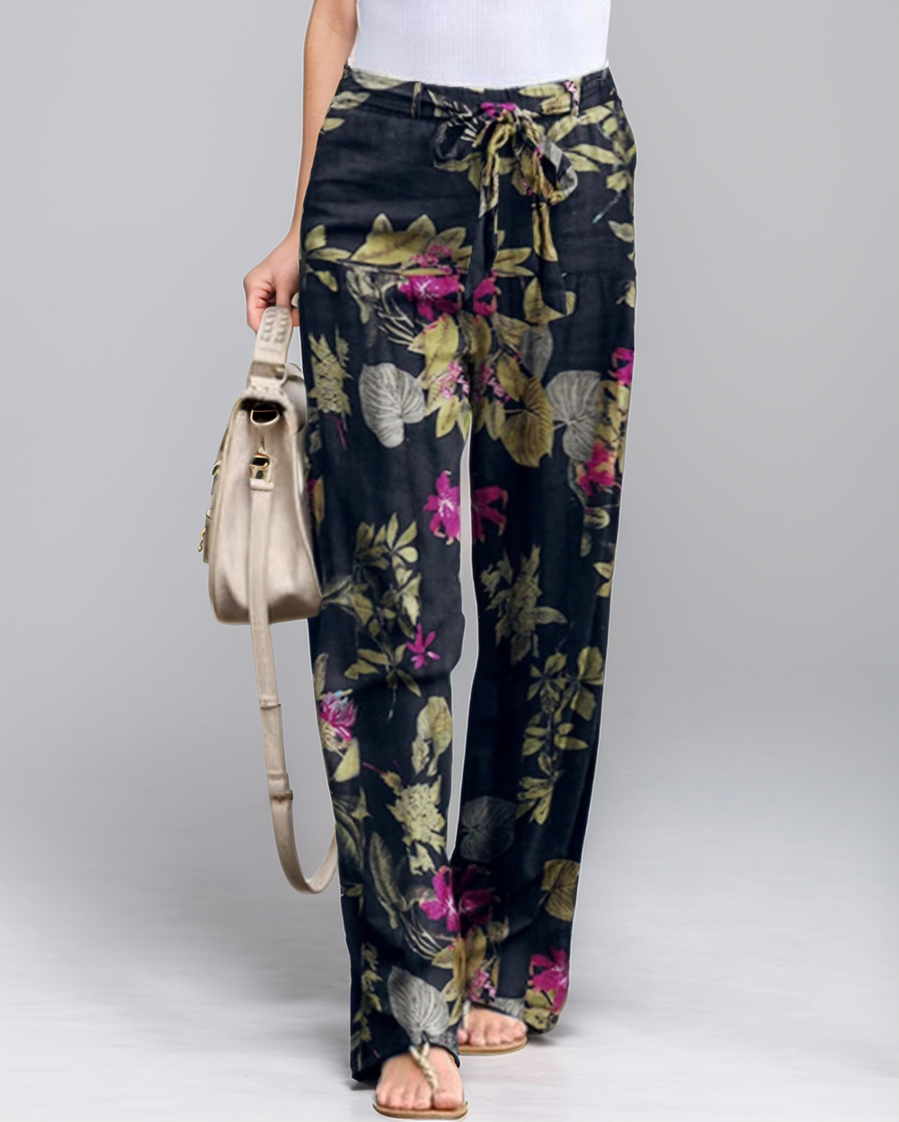 Modiluxa Dames Lente Casual Wijde Broek met Bloemenprint