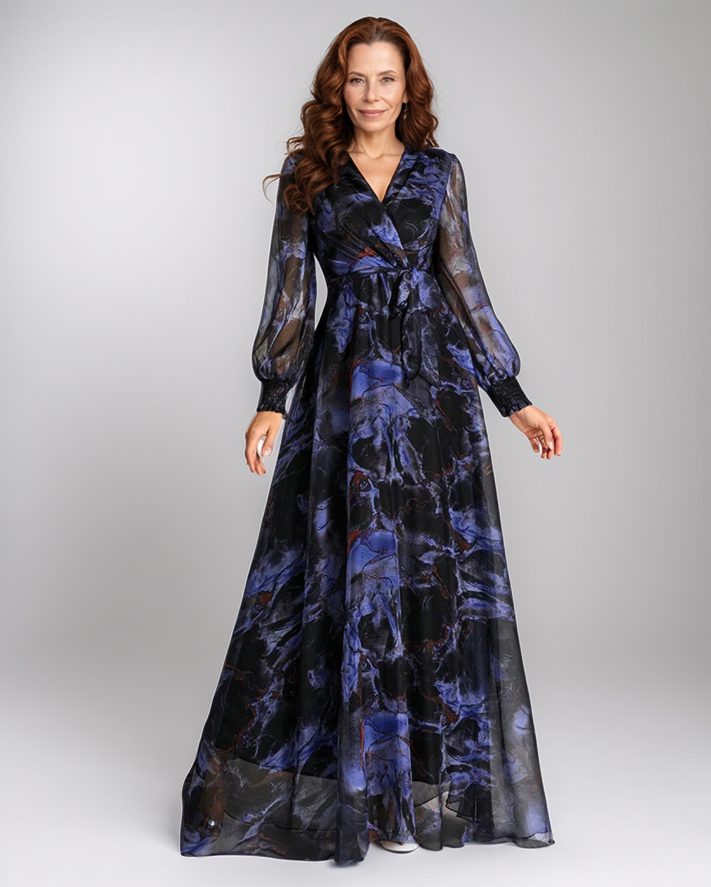 Modiluxa Dames Lente Formele Maxi Jurk met Print en Chiffon