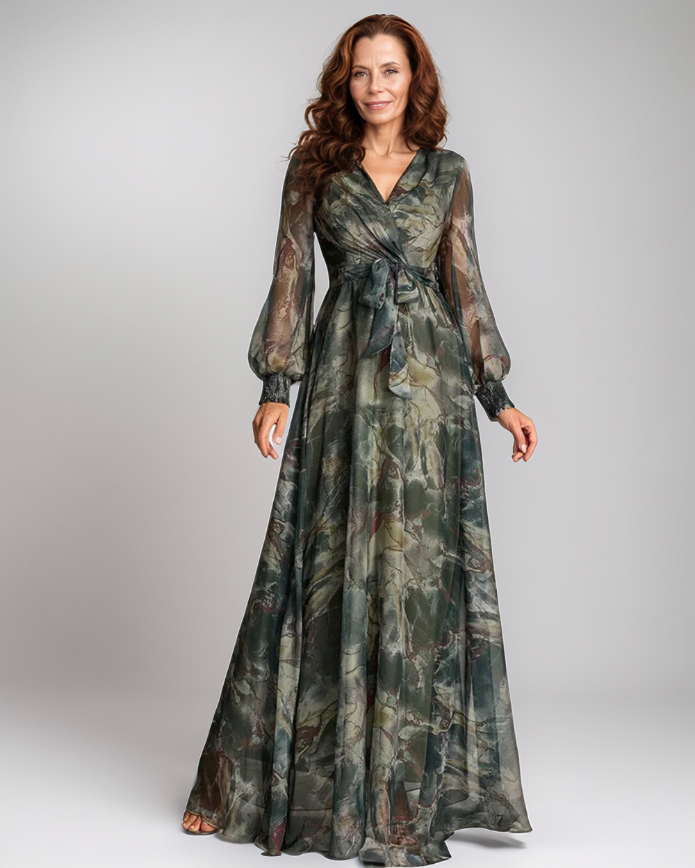 Modiluxa Dames Lente Formele Maxi Jurk met Print en Chiffon