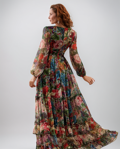 Modiluxa Dames Lente Formeel Chic Bloemenjurk