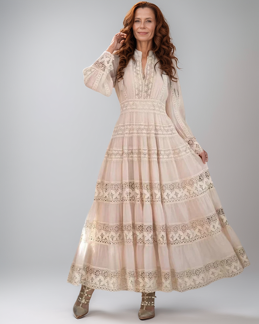Modiluxa Dames Lente Romantische Kant Maxi Jurk