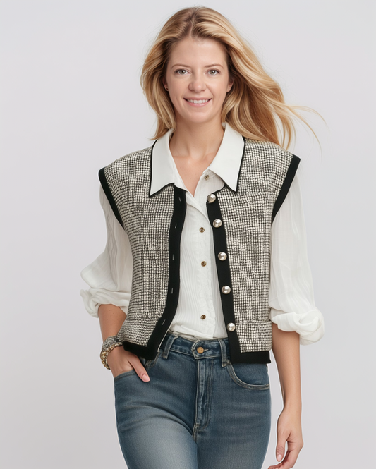Modiluxa Dames Semi-Formele All-Season Chique Tweed Vest