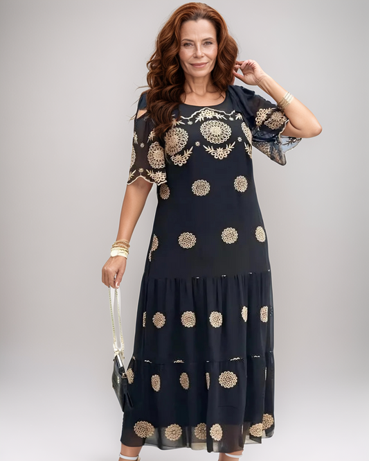Modiluxa Dames Lente Semi-Formele Elegante Mesh Maxi-Jurk