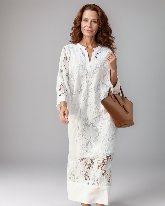 Modiluxa Dames Lente Casual Elegante Lange Kanten Jurk