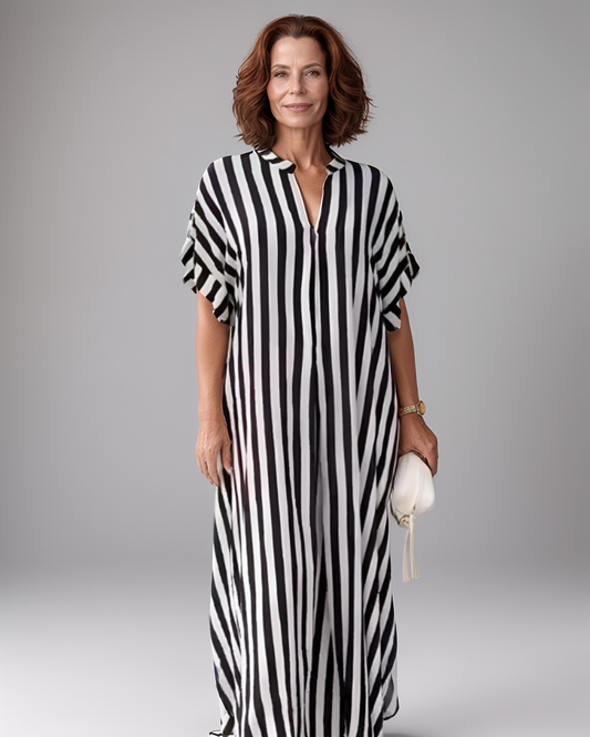 Modiluxa Dames Lente Casual Maxi Jurk met Strepen