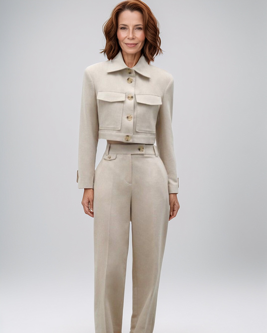 Tweedelig Blazer en Broek Set – Casual Herfst