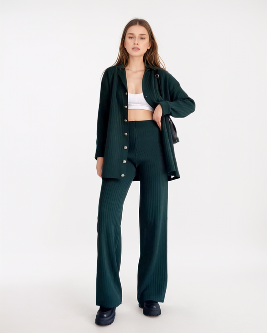 Tweedelig Elegant Broekpak – Hoge Taille Set
