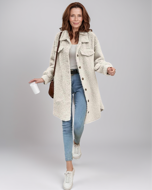 Winter Fleece Lange Trenchjas Dames – Revers