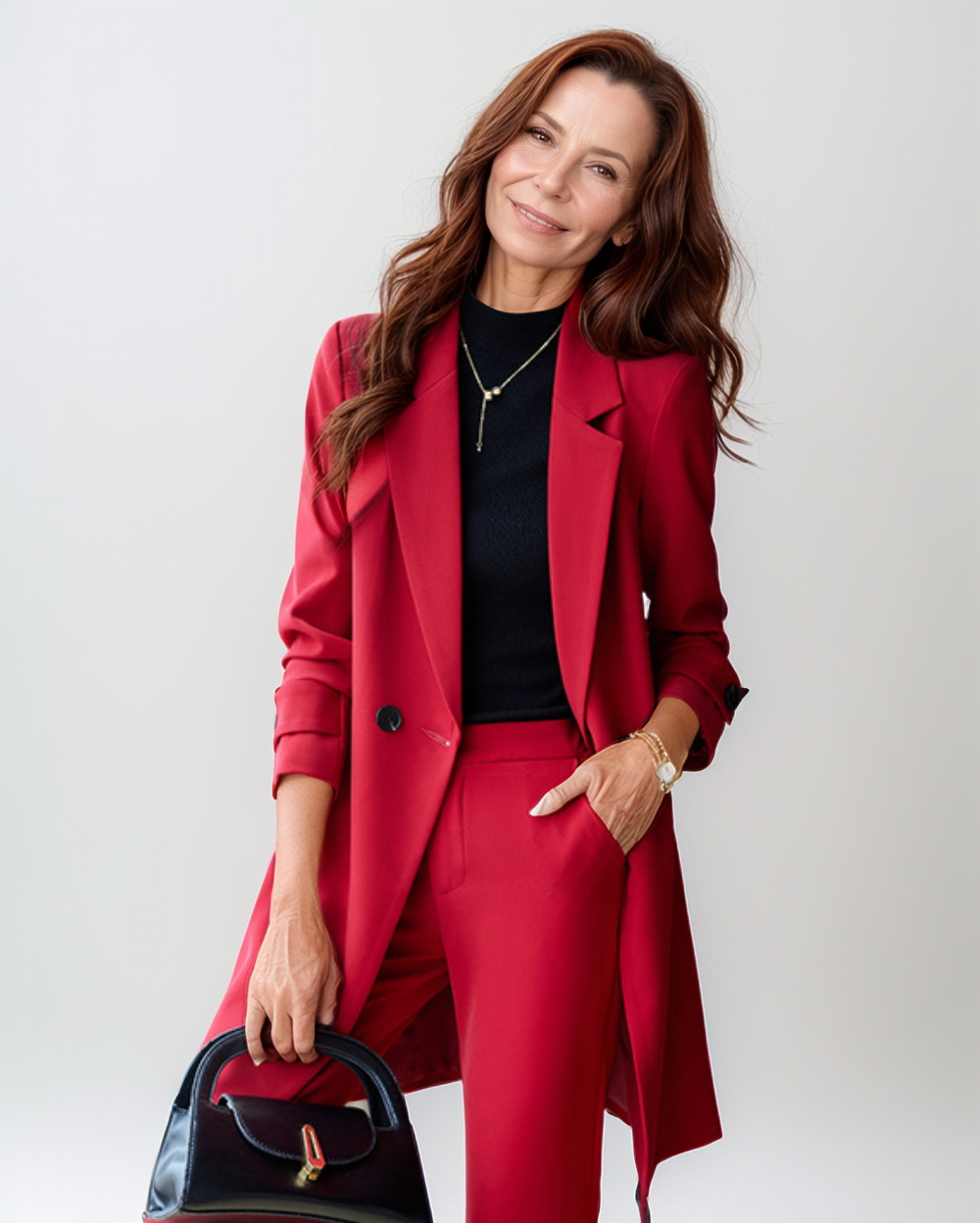 Zakelijke Tweedelige Set Dames – Lange Blazer en Broek